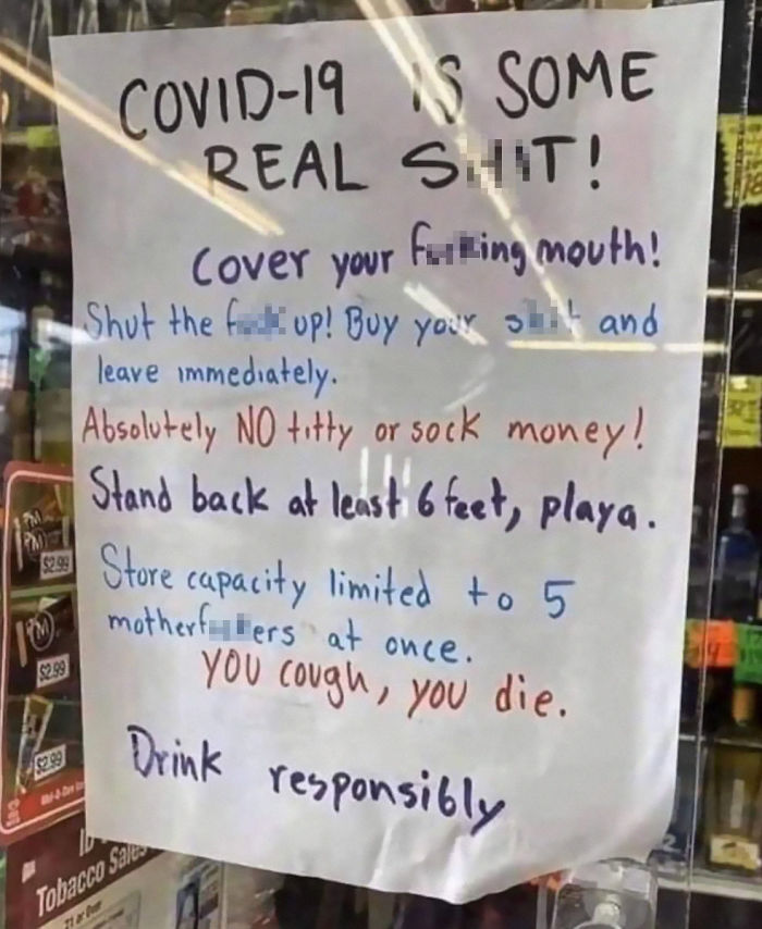 People Are Applauding This Business For Putting Up A Poster That Puts Covidiots In Their Place