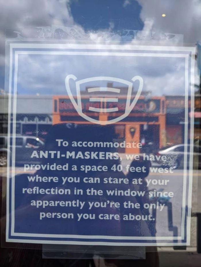 People Are Applauding This Business For Putting Up A Poster That Puts Covidiots In Their Place