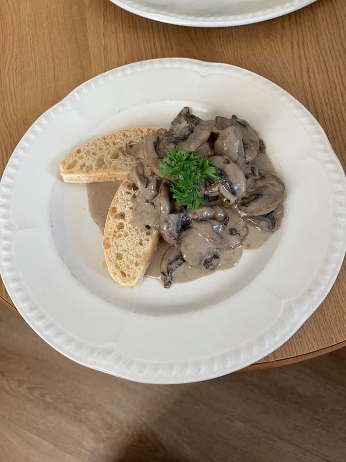 Creamy Mushrooms On Homemade Ciabatta