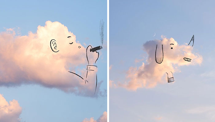 Artist Posts Funny Cloud Doodles On Twitter, People Like Them So Much That They Respond With Their Own Doodles