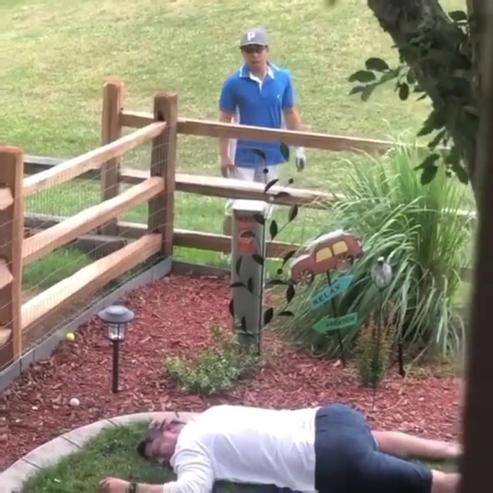 Dad Pulls An Ultimate Dad Joke On A Golfer By Pretending That His Golf Ball Hit Him In The Head