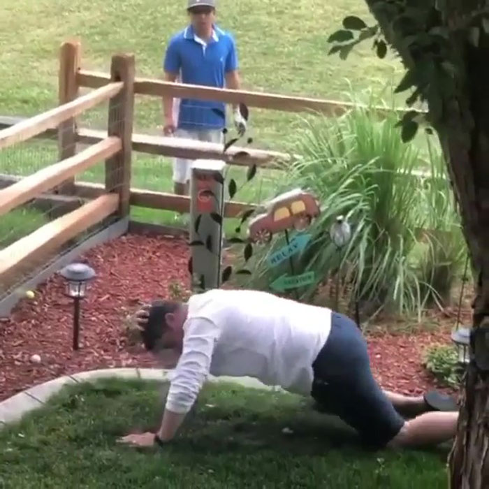 Dad Pulls An Ultimate Dad Joke On A Golfer By Pretending That His Golf Ball Hit Him In The Head