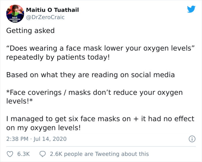 Doctor Puts On 6 Masks And Hooks Himself To An Oxygen Meter To Prove Anti-Maskers Are Talking Nonsense