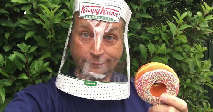 Here’s A Way To Make A Face Shield Out Of A 12-Doughnut Krispy Kreme Box