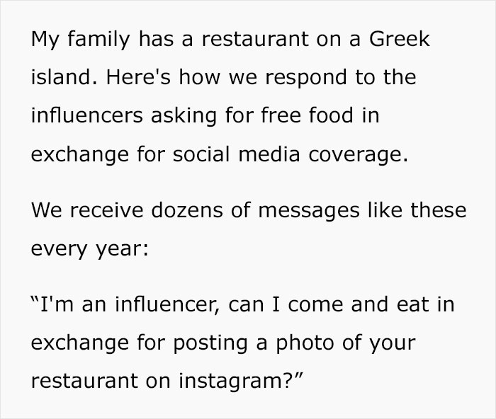 Restaurant Shows How To Shut Down Influencers Begging For Free Food For Exposure Restaurant Shows How To Shut Down Influencers Begging For Free Food For Exposure