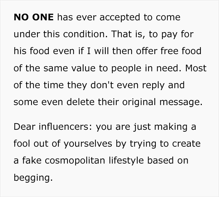 Restaurant Shows How To Shut Down Influencers Begging For Free Food For Exposure Restaurant Shows How To Shut Down Influencers Begging For Free Food For Exposure