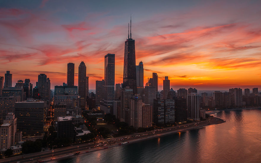 I Use My Drone To Photograph Chicago During The Most Incredible Sunrises And Sunsets (6 Pics)