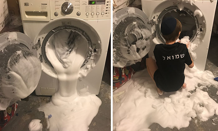 Because When Life Gives You Over Sudsy Laundry Problems And Your Kid Is Home On Chanukah Break You Just Have To Make The Best Of It