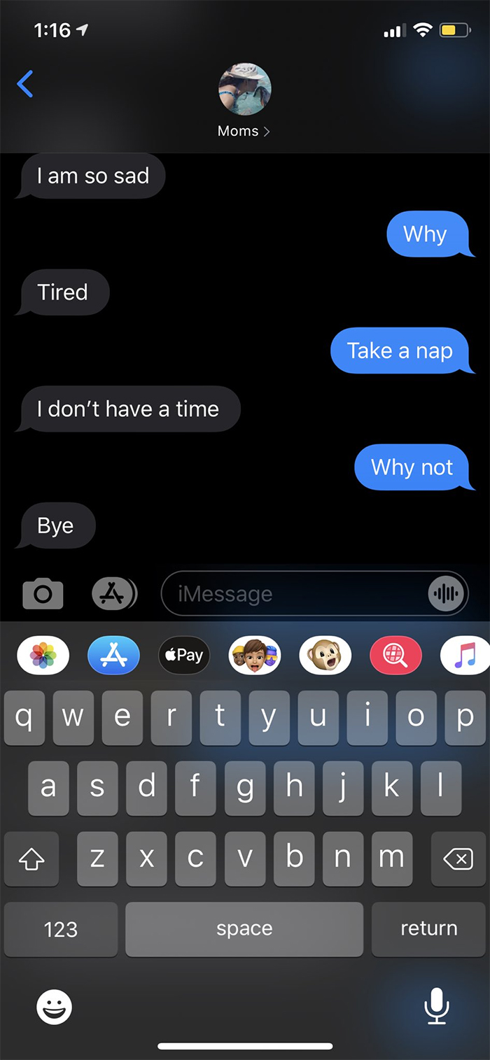 "Stop this is literally how my mom texts too lmfao"