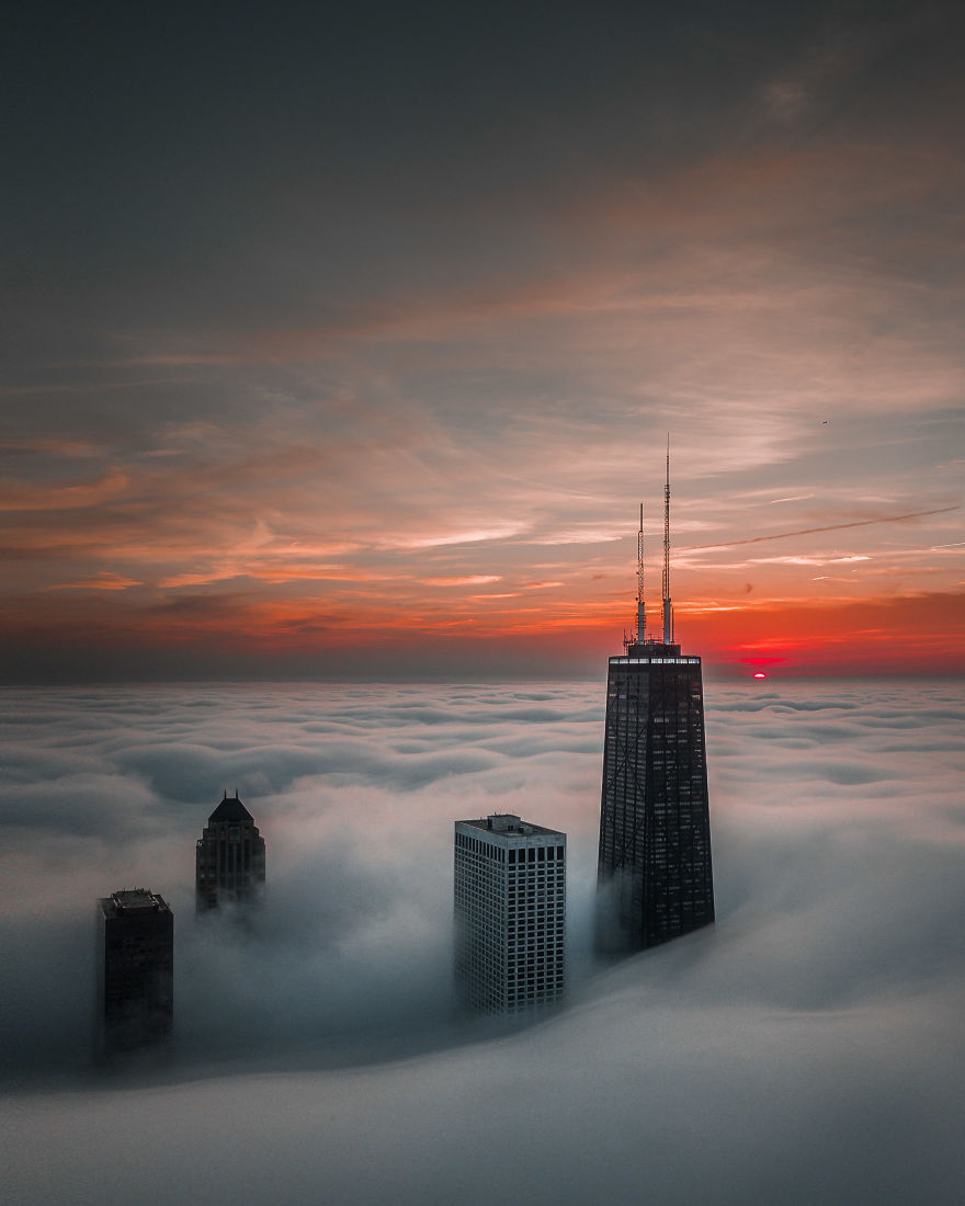 I Use My Drone To Photograph Chicago During The Most Incredible Sunrises And Sunsets (6 Pics)