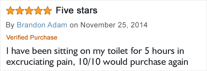Five-star hilarious sugar-free gummy bears review mentioning excruciating pain and strong recommendation to repurchase.