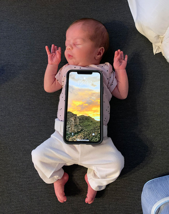 My New Phone, Newborn Twin For Scale