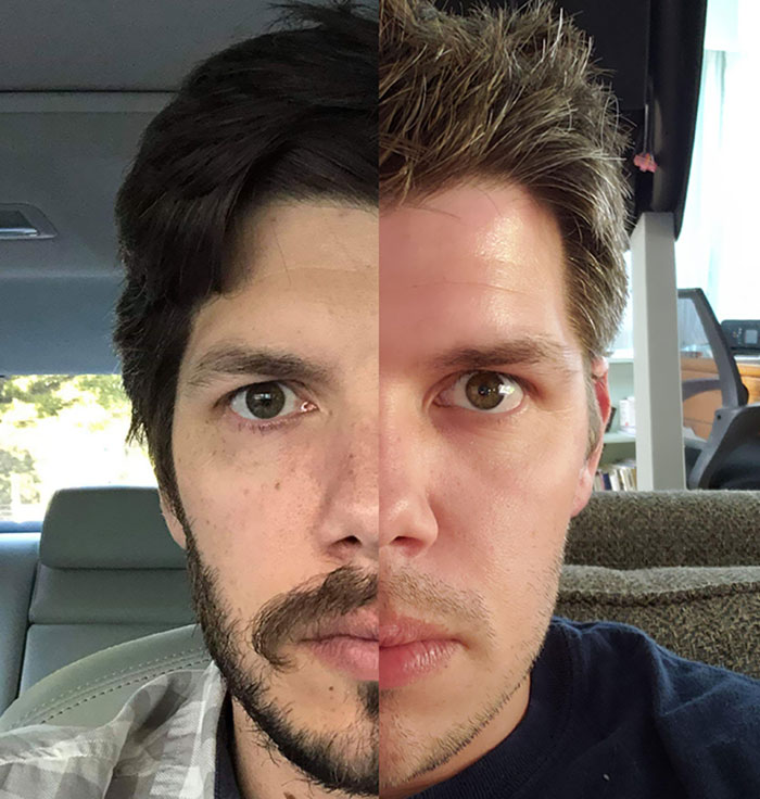 Side By Side Comparison Of My Identical Twin And Me