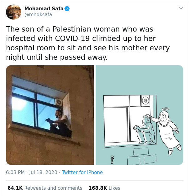 Man Climbs Up Hospital Wall And Watches Over His Mom From Outside The Hospital Day And Night Until She Dies Due To Coronavirus