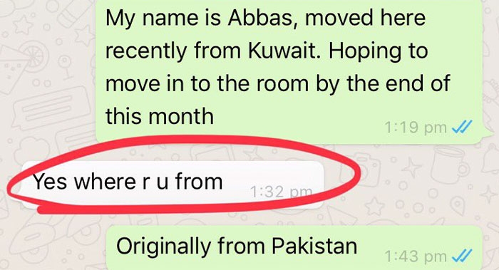 Pakistani Man Shares Screenshots Of How A Landlord Turned Him After Finding Out Where He’s From, Other Users Share Similar Experiences
