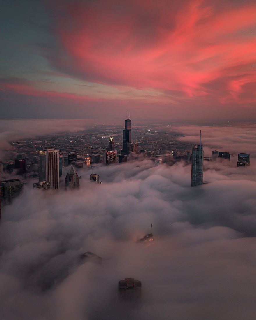 I Use My Drone To Photograph Chicago During The Most Incredible Sunrises And Sunsets (6 Pics)