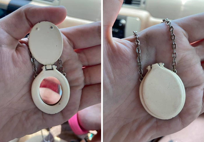 Guys. I Found A Toilet Seat Necklace At A Garage Sale Today. This Is The Best Find Ever. It Is Really Heavy And Apparently Pretty Old, But Other Than That I Don’t Know Anything About It