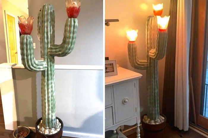 When Your Daughter Loves Cacti, And You Find This Vintage 4 Ft. Tall Floor Lamp... Then You Send Your Husband To Retrieve It.. That’s Love Right There!