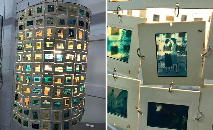 Weird, Kinda Ugly, But Way Too Cool. It’s A Lamp Made Out Of Vintage Slides. Asheville, North Carolina