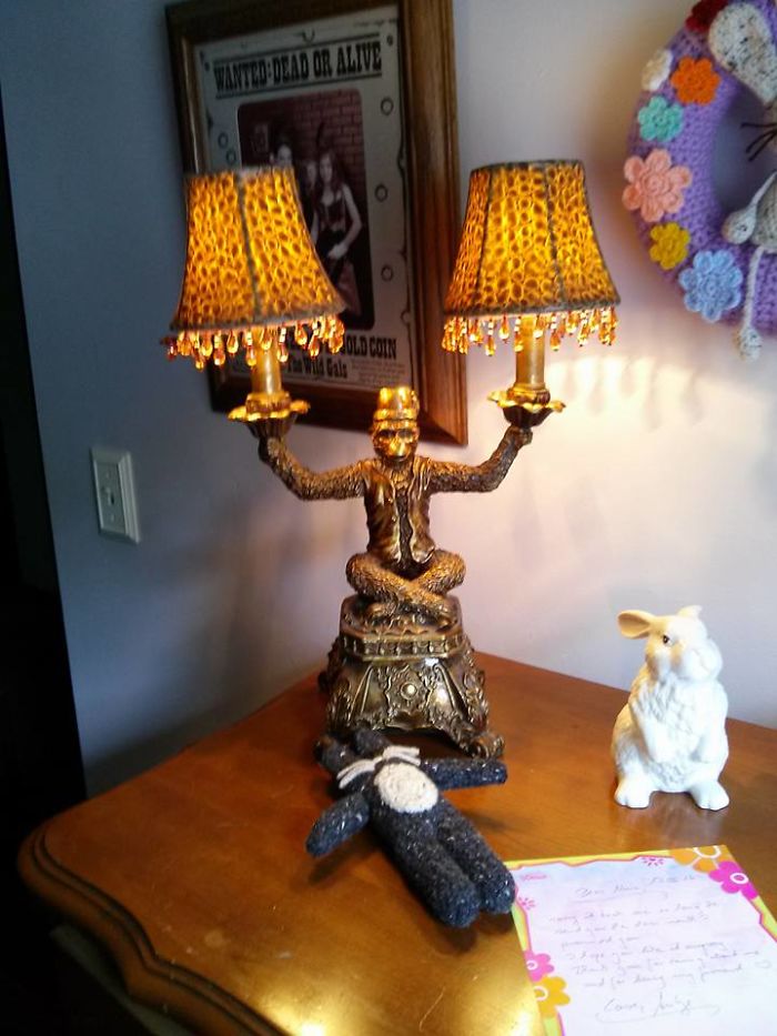 This Lovely Monkey Lamp Was Purchased At A Local Church Thrift Store! I Told My Oldest Daughter It Was Her Inheritance