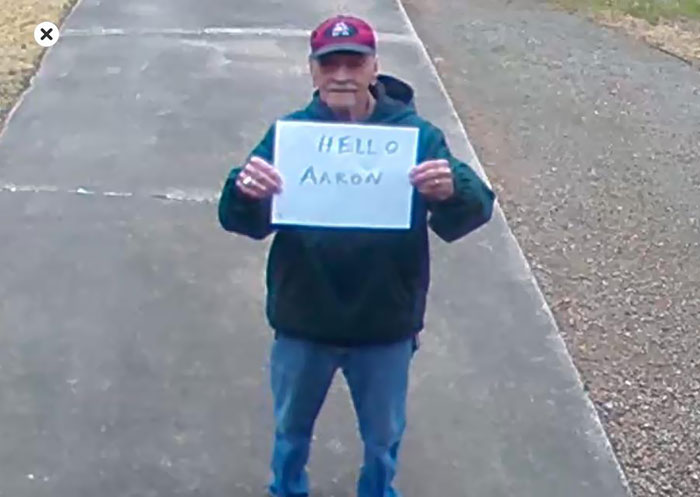 My Grandpa Mac, 92 Years Old, Just Got New Security Cameras Around His House. He Sends Us Random Messages Through The Cameras