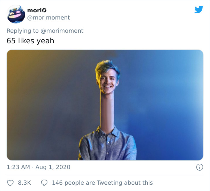 This Twitter User Lengthens Ninja's Neck After Every 20 Likes, Posts The Hilarious Result After Receiving 100k Likes This Twitter User Lengthens Ninja's Neck After Every 20 Likes, Posts The Hilarious Result After Receiving 100k Likes