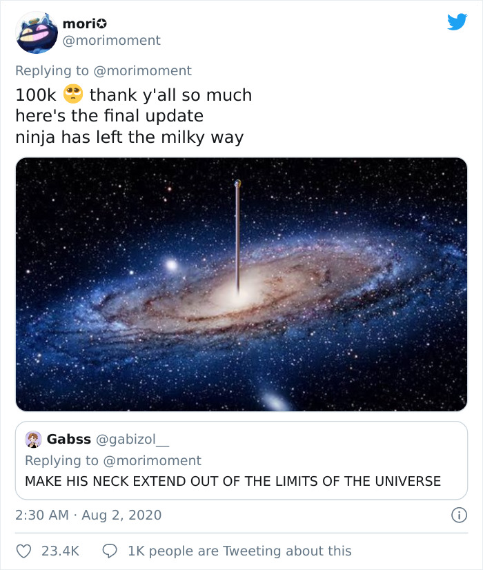 This Twitter User Lengthens Ninja's Neck After Every 20 Likes, Posts The Hilarious Result After Receiving 100k Likes