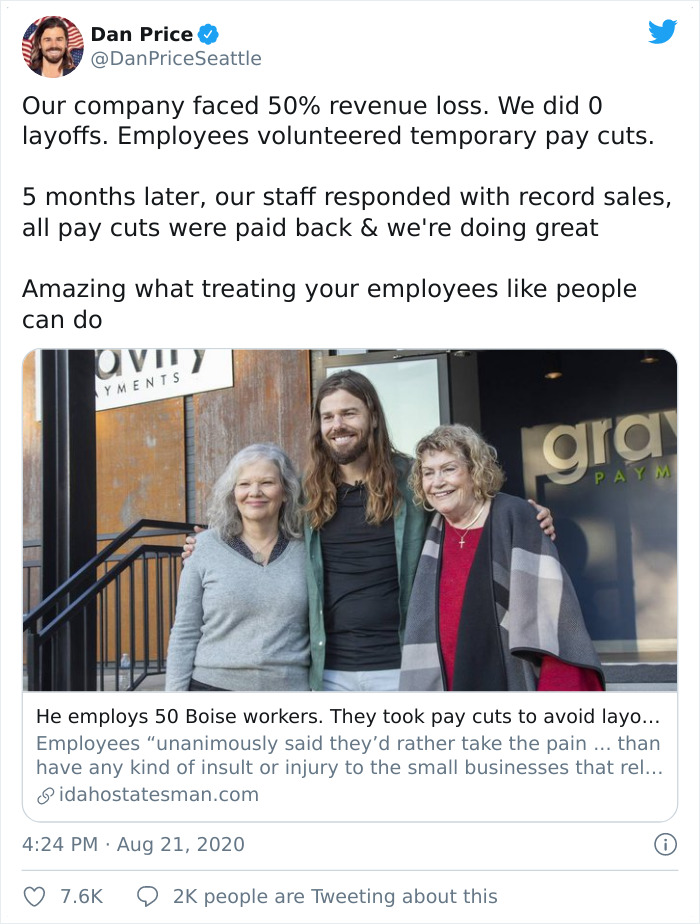 CEO Who Took $1M Paycut To Give All Employees $70K Minimum Salary In 2015 Explains How It Affected The Company CEO Who Took $1M Paycut To Give All Employees $70K Minimum Salary In 2015 Explains How It Affected The Company