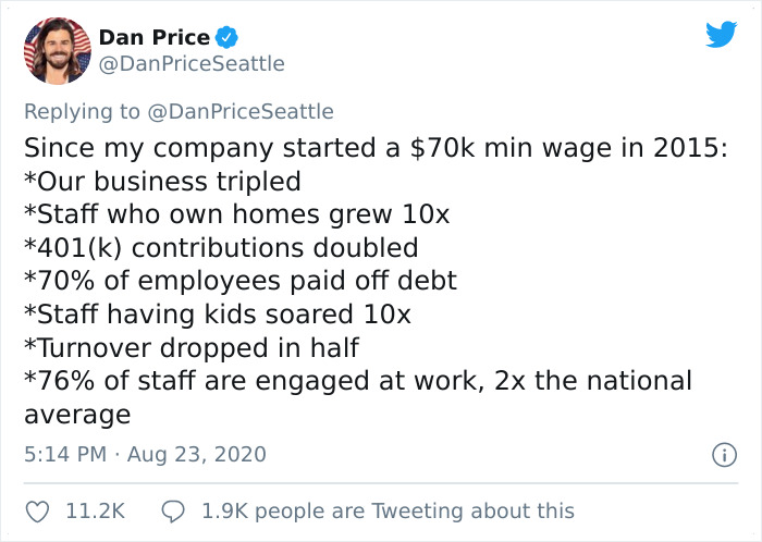 CEO Who Took $1M Paycut To Give All Employees $70K Minimum Salary In 2015 Explains How It Affected The Company CEO Who Took $1M Paycut To Give All Employees $70K Minimum Salary In 2015 Explains How It Affected The Company