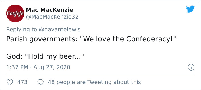 People Have Been Protesting This Confederate Statue For Months, Hurricane Laura Brought It Down In Seconds