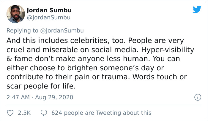 Tweet about the impact of mocking Chadwick Boseman's weight loss and the lessons from online cruelty.