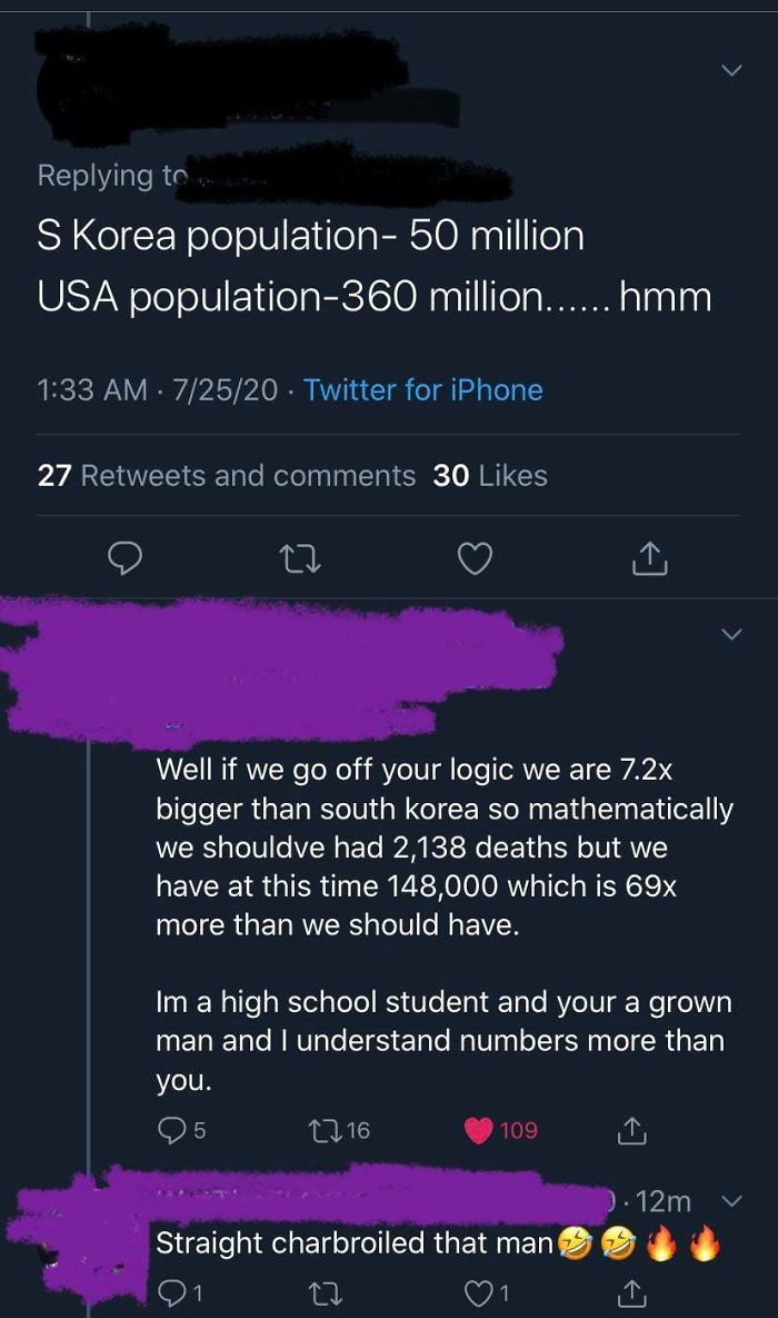 Kid Murders Anti-Masker Who Uses Population To Explain American Deaths.