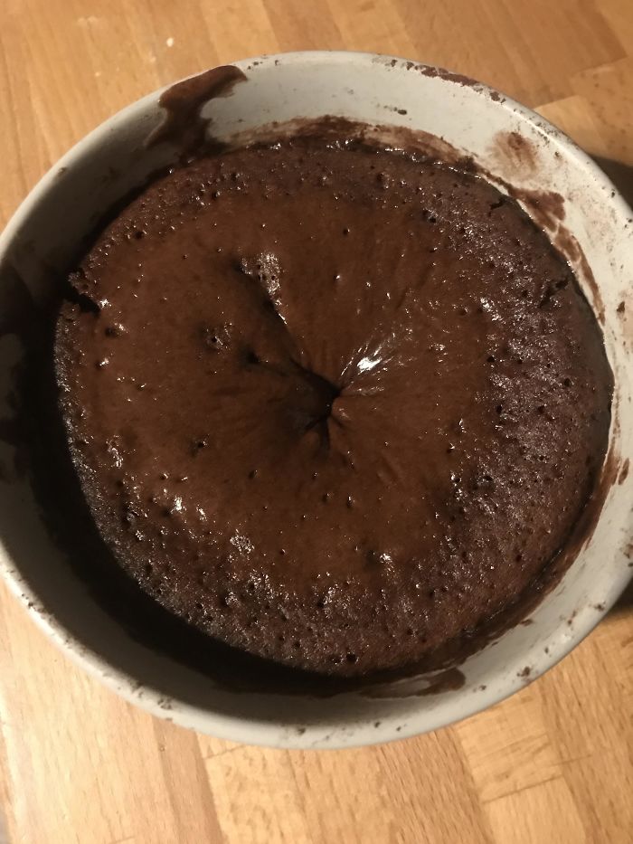 Attempted One Of Those Microwave Mug Cakes. Looks, Uh, Less Than Appetizing