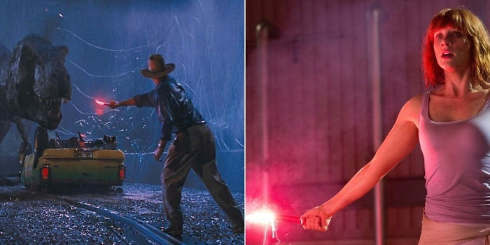 In Jurassic World, They Lure The Rex To The Fight With A Flare