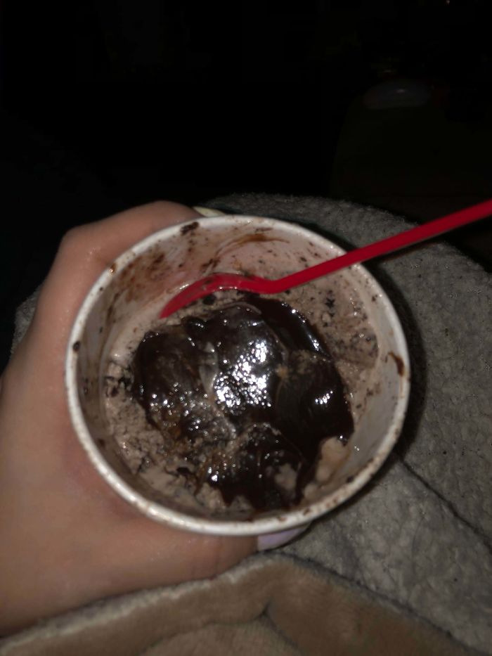 Drunkenly Ordered A Royal Blizzard From Dq And Asked Them To “Put As Much Fudge As They Legally Can”. 20% Ice Cream, 80% Fudge
