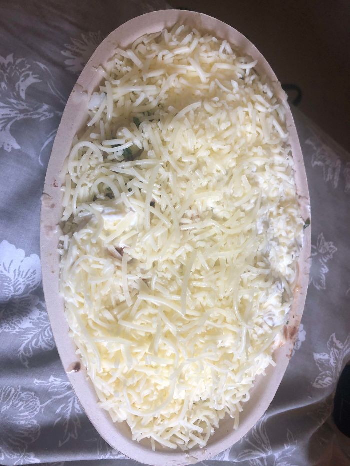 Order Chipotle Online For In Store Pickup. Asked For Extra Cheese. They Never Put This Much When I Order In Person. Whoever Made This, You Are Now Blessed