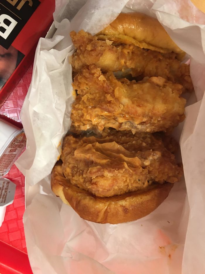Asked For Three Chicken Patties On My Popeyes Spicy Chicken Sandwich