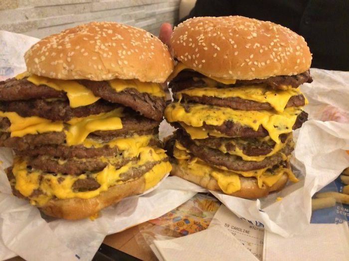 Asked The Guy At Burger King To Give Us Two Stackers With As Many Meat Patties As Physically Possible