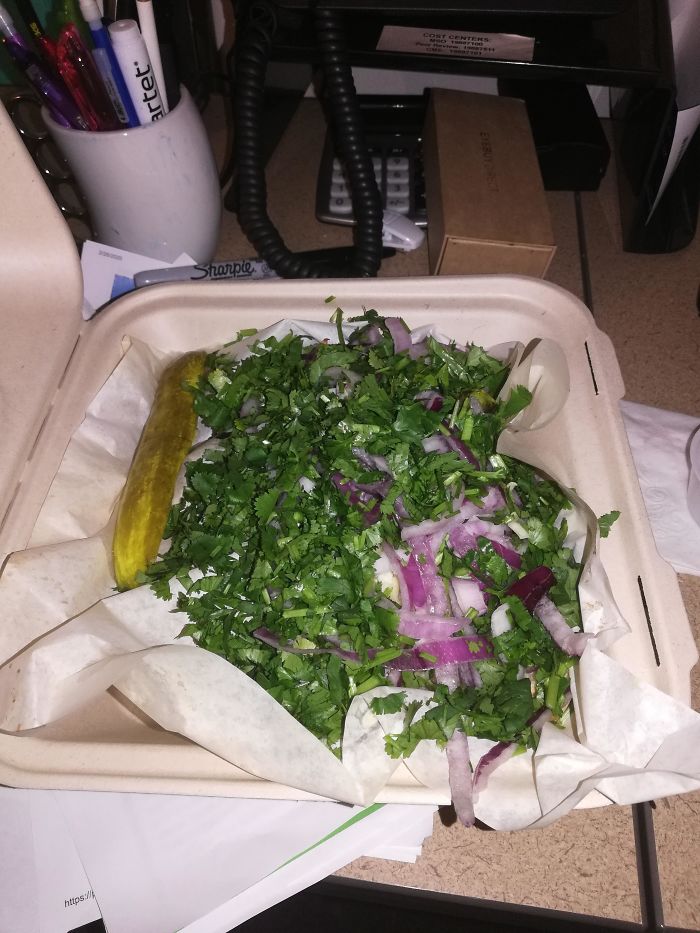 I Asked For Extra Cilantro And Onion On My Pulled Pork Sandwich