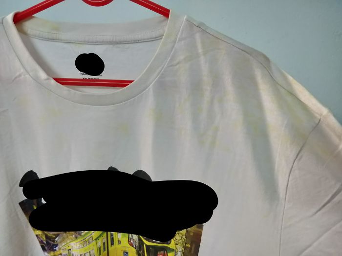 New White Tee, Laundry Guy Forgot To Check His Iron Box For Rust