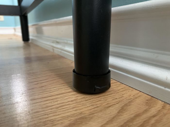 Use A Herb Jar Lid With Cardboard In It To Stabilize A Wobbly Desk/Table. Won't Slip Out When The Desk Moves And Is Quite Incognito