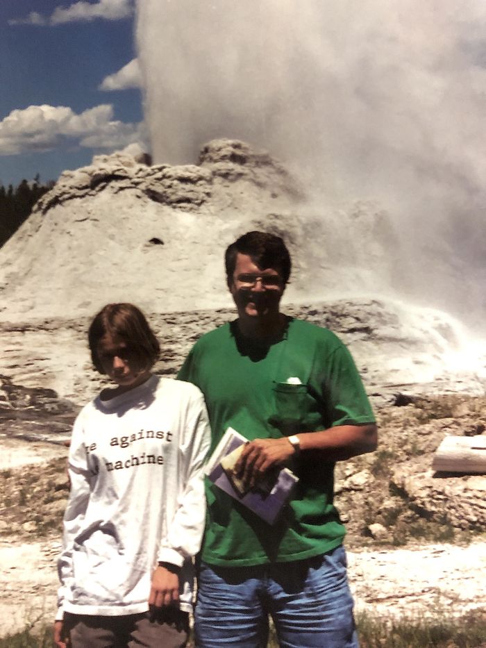 Me (15 F) Looking Like A 12 Year Old Boy In Front Of Old Faithful. It Was A Month Long Family Trip Across The USA And I Did Not Want To Be There. I Was So Angry To Go On This Trip That I Left My Glasses At Home So I Couldn’t See Anything