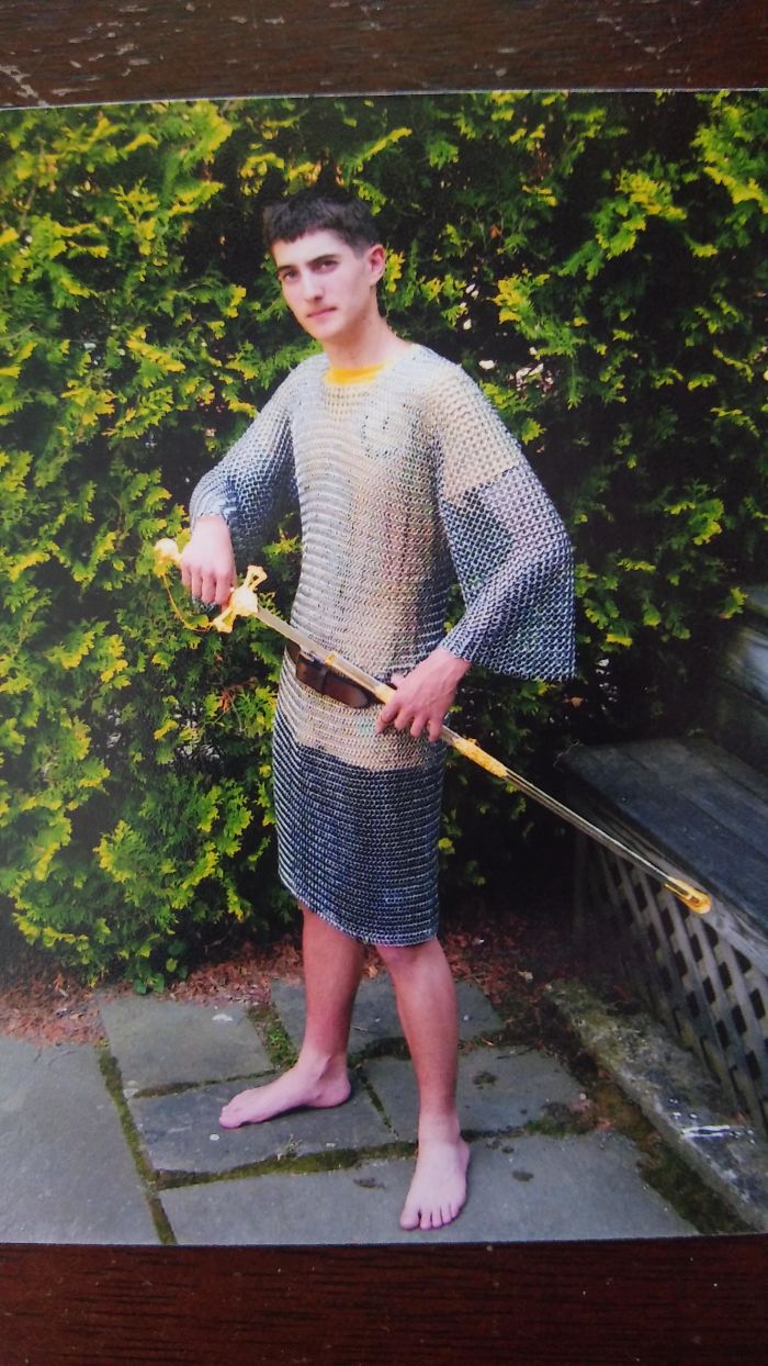 I Present Sir Virgin, The Underweight. Circa 2008. Anybody Else Get A Ceremonial Sword To Go With The Chainmail Shirt They Just Had To Have For Christmas? Looking Tough At 120 Pounds