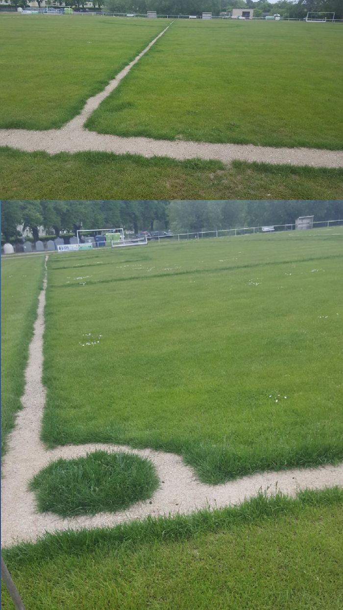 My Football Club Changed The Standard White Lines For Sand And It's Super Annoying Bc The Ball Always Gets Stuck