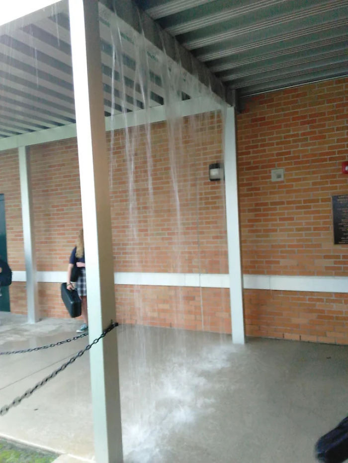 When It Rains Too Hard, The Water Pours Down Over The Sheltered Pathway