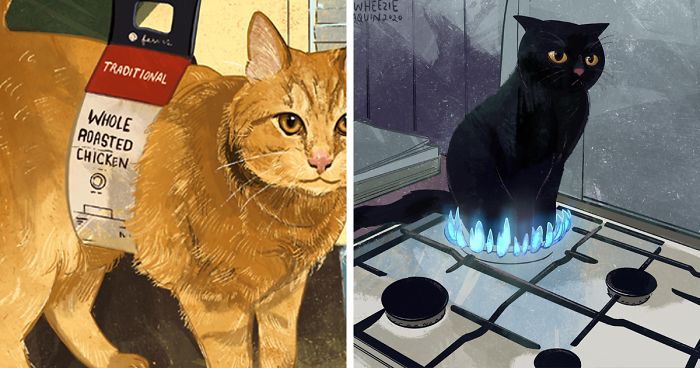 Artist Wants To Adopt A Cat So Bad, She Signs Up For A 100-Day Cat Meme Drawing Challenge