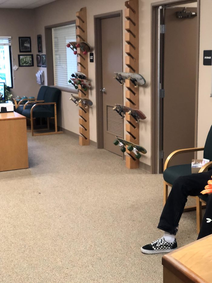 My School Has Racks In The Front Office For Kids To Put Their Skateboards On During The Day