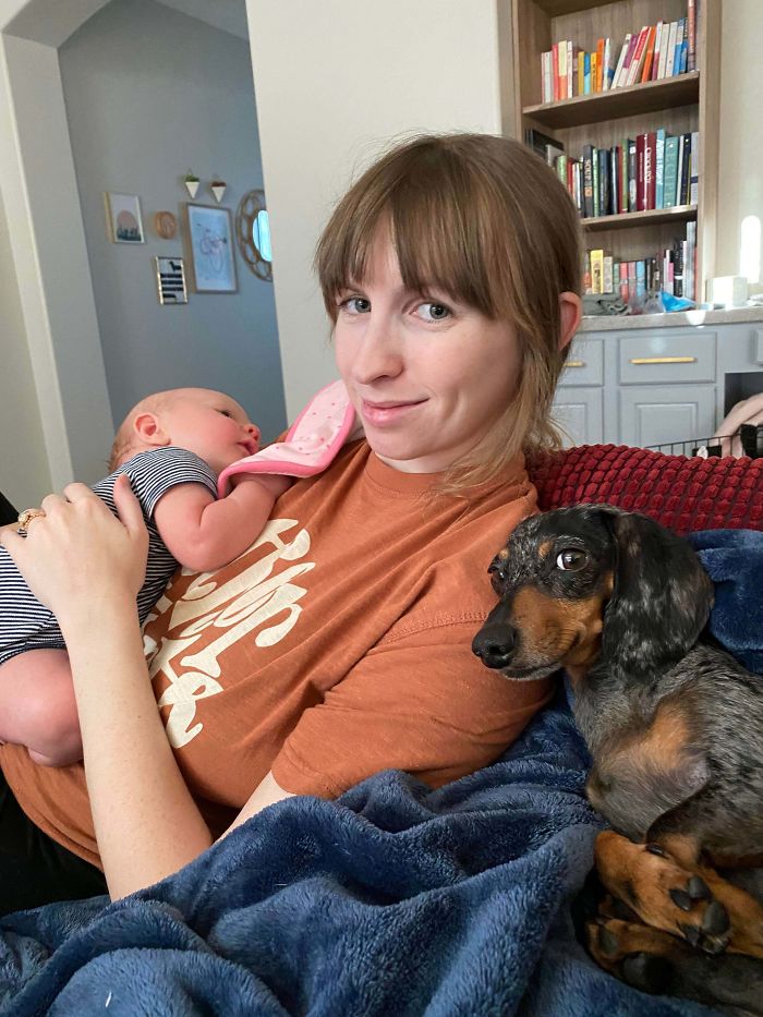 Our Dog Has Hardly Left My Wife’s Side Since Baby Arrived. He’s A Proud Older Brother