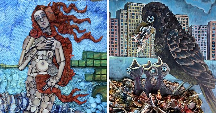Here Are My 22 Assemblage Paintings That I Created To Bring Awareness To Plastic Waste