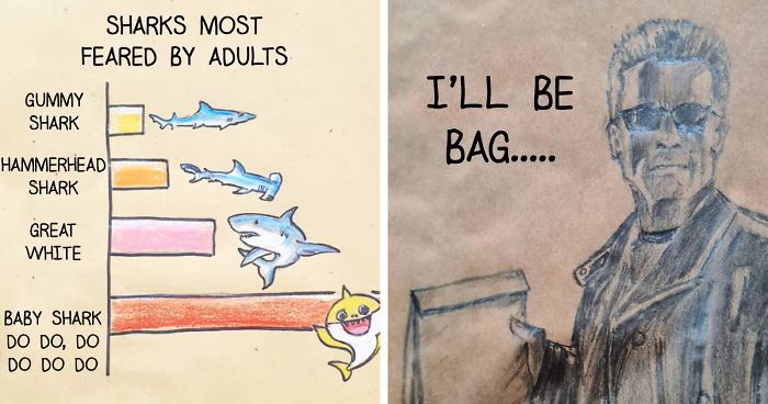 I’ve Been Drawing Dad Jokes And Puns On My Daughters’ Lunch Bags Every Day For The Past 8 Years (30 Pics)